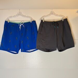 Bonobos Blue Patterned and‎ Gray Men's Swim Shorts. 2pr